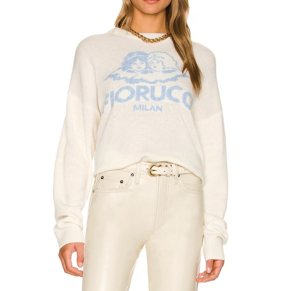 Fiorucci Milan Baby Angels Knit Crewneck White Sweater Size XS
